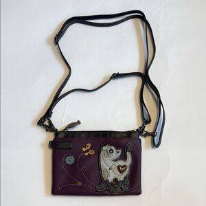 Chala Purple Crossbody Bag with Cat and Butterfly